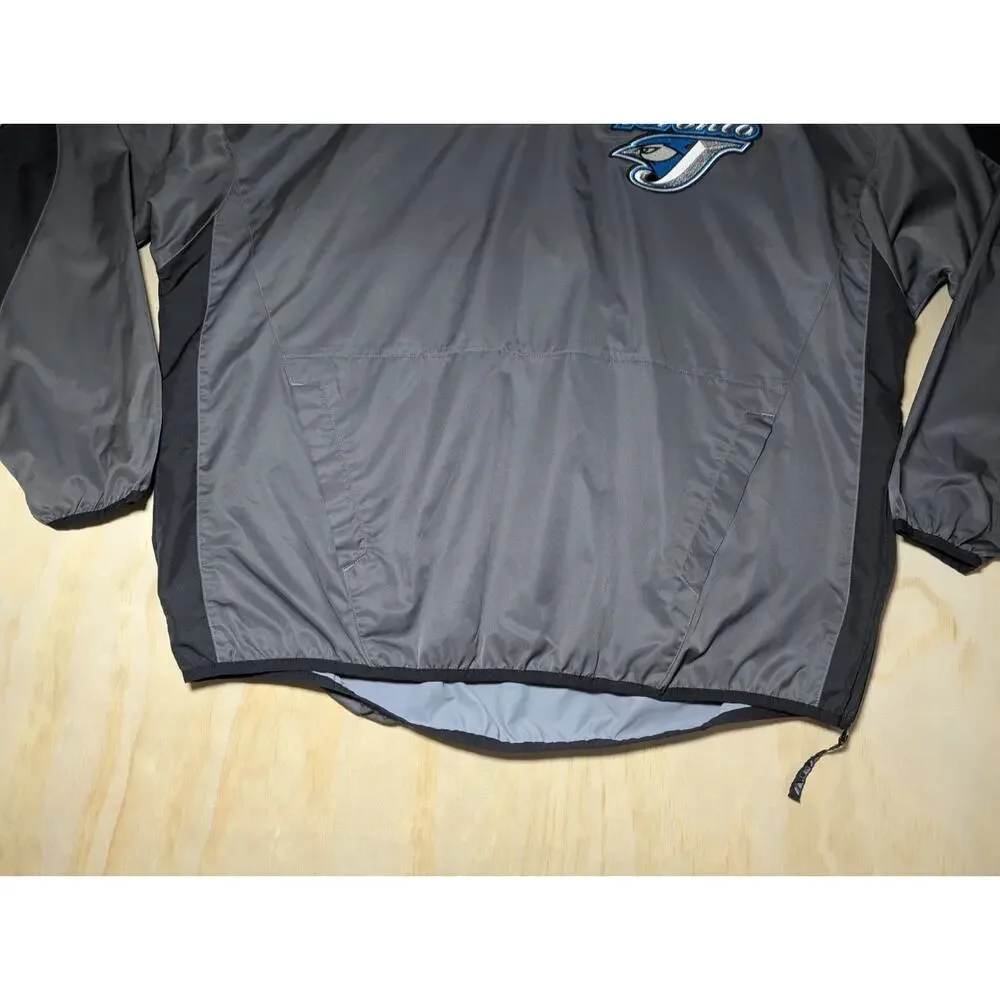 Majestic Men's Large Toronto Blue Jays MLB Authentic Pullover Jacket Grey Black